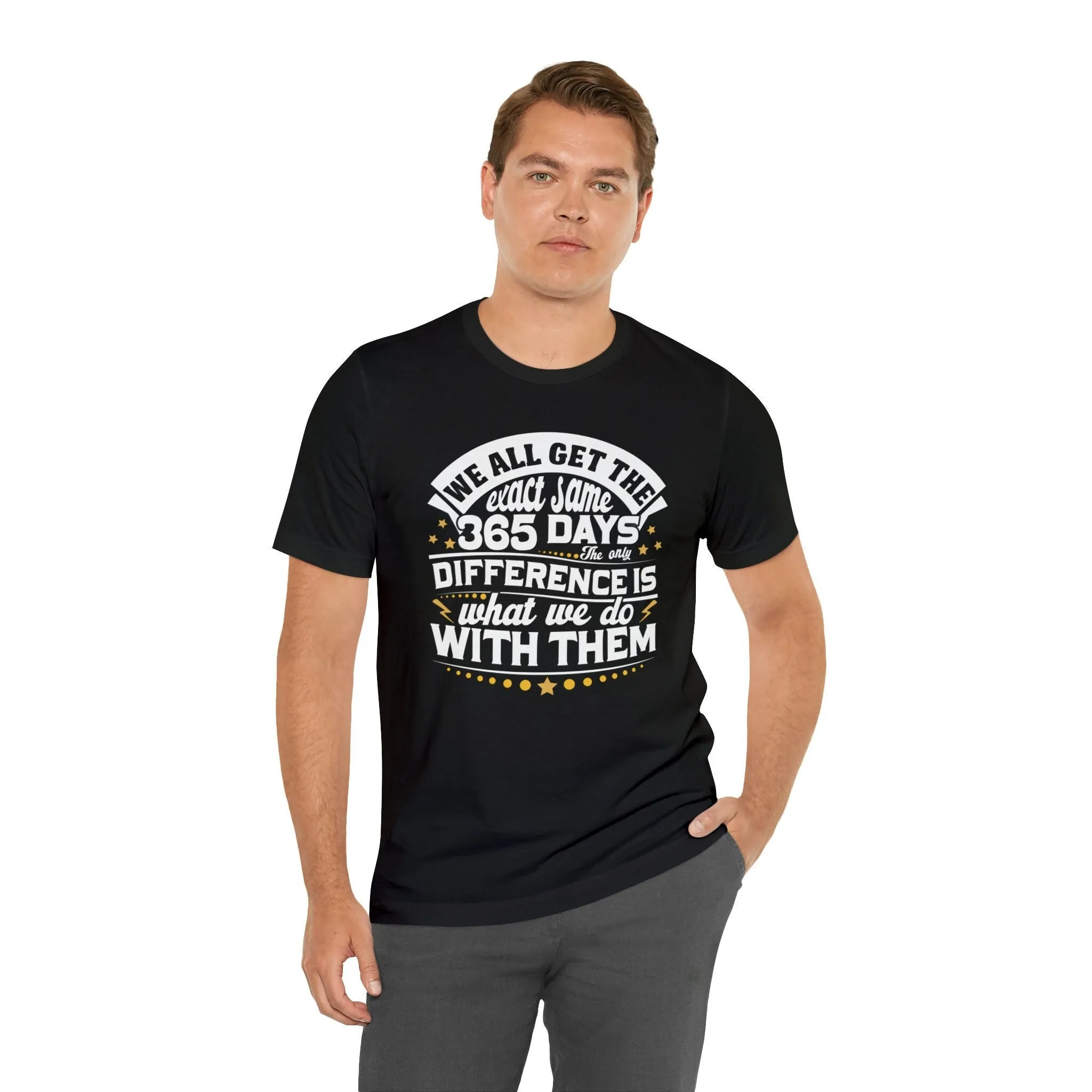 365 Days T-Shirt | Black Iconic Gothic shirts | 365 positive affirmation | Unisex Vintage Graphic men's tops