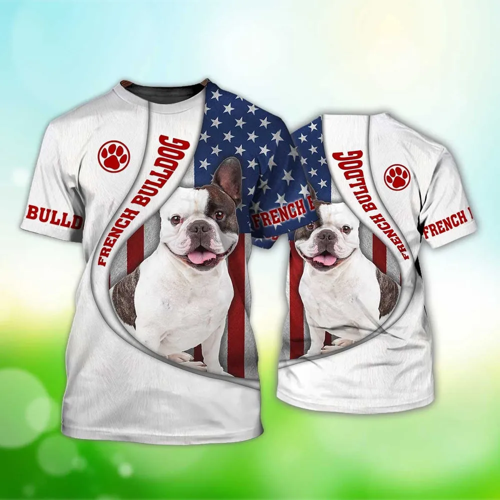 3D Dog T Shirts, American French Bulldog All Over Print T-Shirt, Gift For Pet Loves