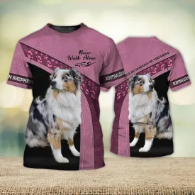 3D Dog T Shirts, Australian Shepherd Cute All Over Print T-Shirt, Gift For Pet Loves