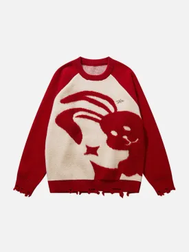 AlanBalen® - Cartoon Rabbit Embroidery Sweater