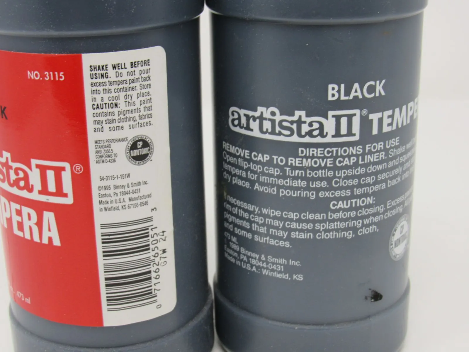 Binny & Smith Inc Artista II Tempera Paint - Lot of 2 Black 54-3115-1-151W -- New