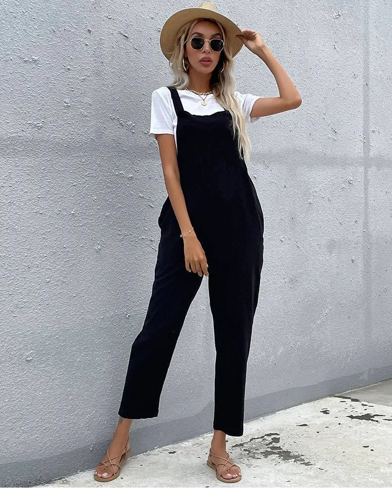 COTTON AND LINEN STRAIGHT OVERALLS_CWSJS0618