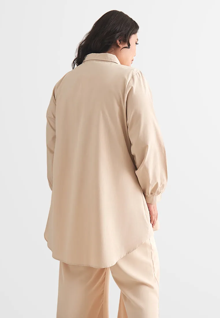 Felicia Formal Work Button Shirt - Khaki