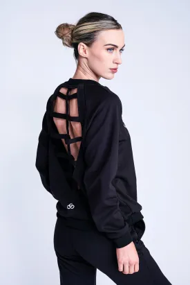 Fierce Open-Back Sweatshirt in Black