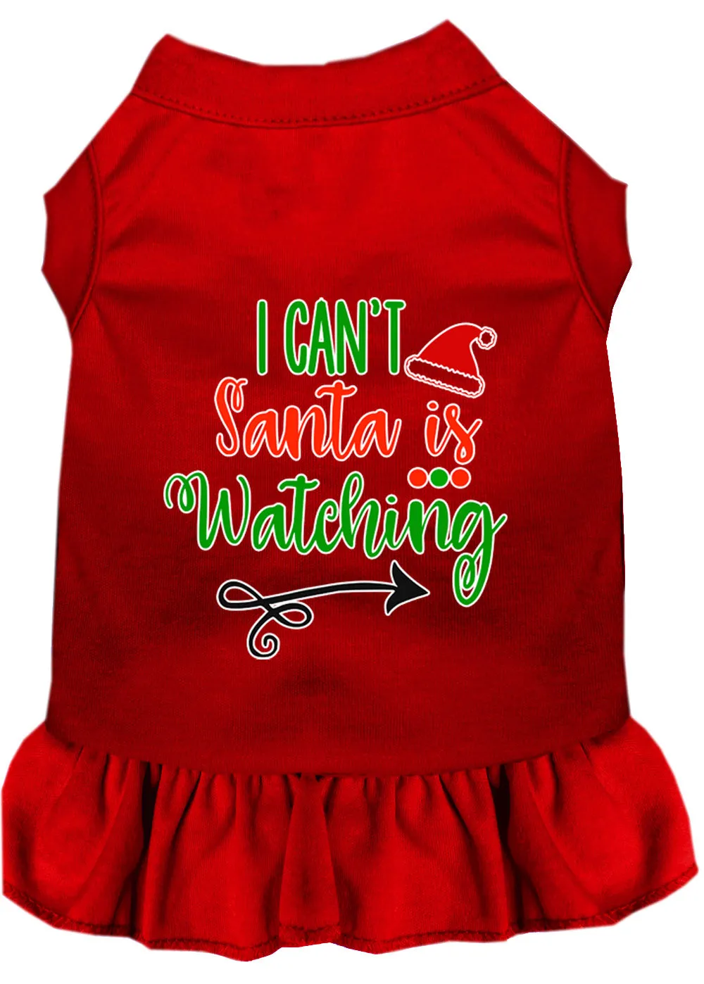 I Can't, Santa Is Watching Screen Print Dog Dress Red Xxl