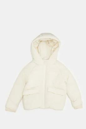 Infant Girls Cream Heavy Padded Jacket