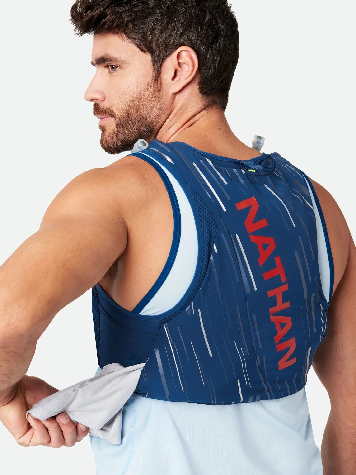 Nathan | Pinnacle 4L Hydration Race Vest | Unisex | Estate Blue/Ribbon Red