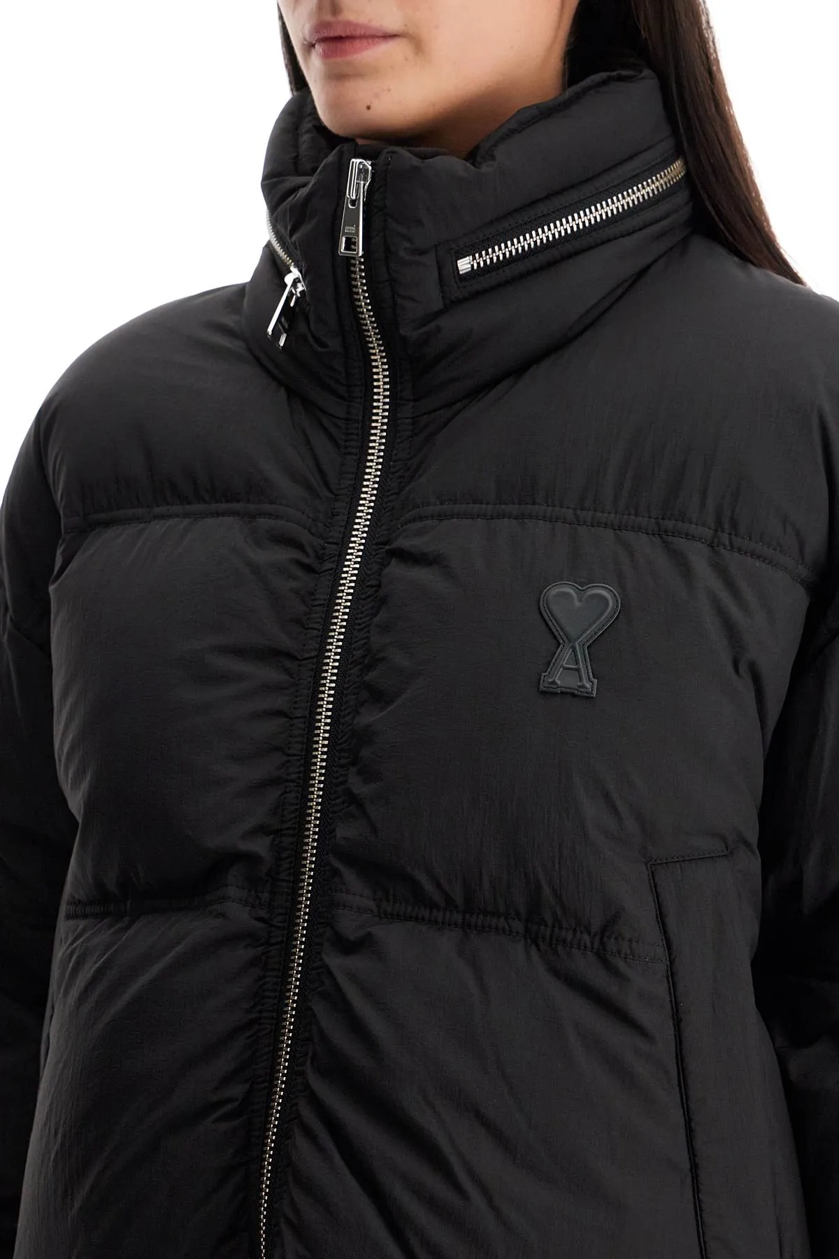 "down jacket with logo patch FJK413 PA0009 NOIR