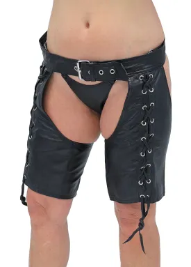 Side Lace Leather Half Chaps #C3231LLK ()