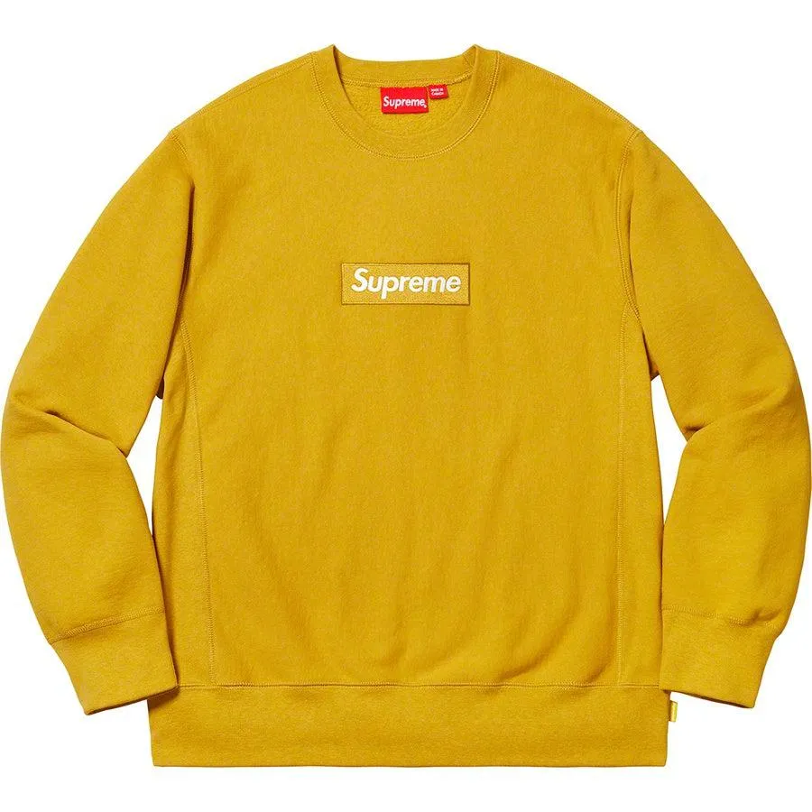 Supreme FW18 Mustard Box Logo Crewneck Sweatshirt