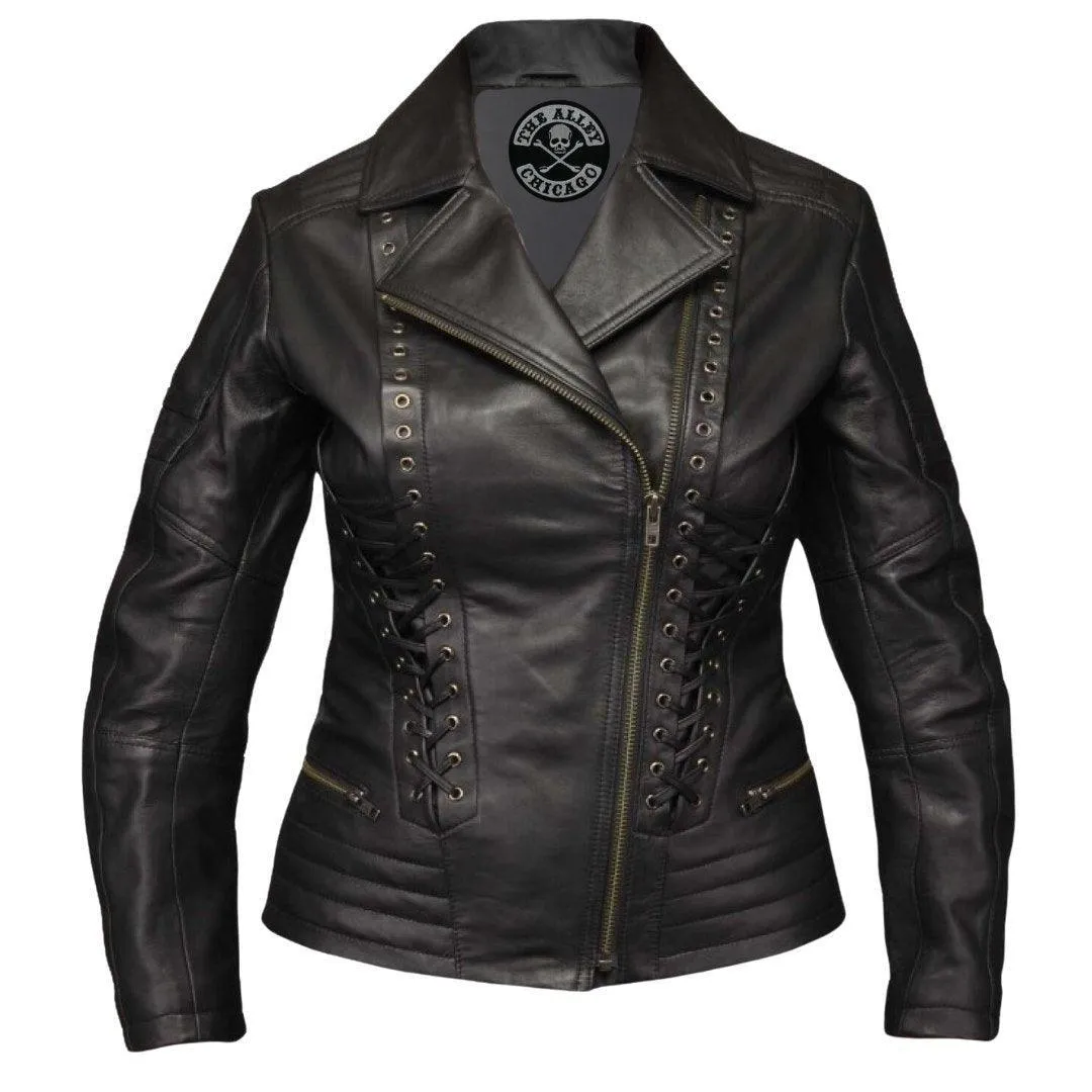 The Corset Ladies Black Leather Jacket