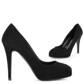 *UK size 2.5 - SCANDALIZE - black suede, 11/2cm heels