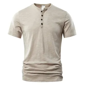 West Louis™ Designer Men Casual Short Sleeve Henry Tee